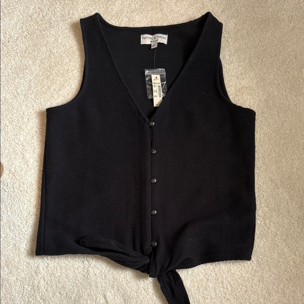 Button-Front Black Top